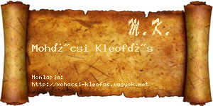 Mohácsi Kleofás névjegykártya